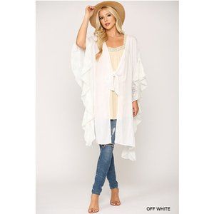 Boho Chic White Lace Ruffle Kimono Duster Tunic